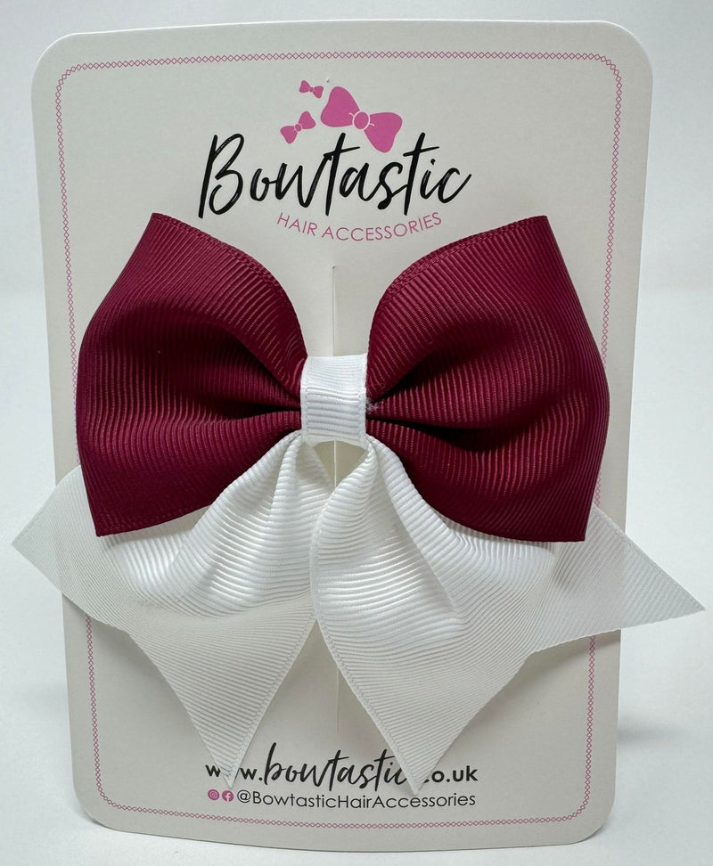 3.5 Inch Flat Tail Bow - Wine & White