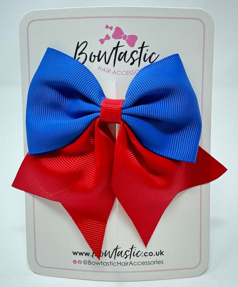 3.5 Inch Flat Tail Bow - Royal Blue & Red