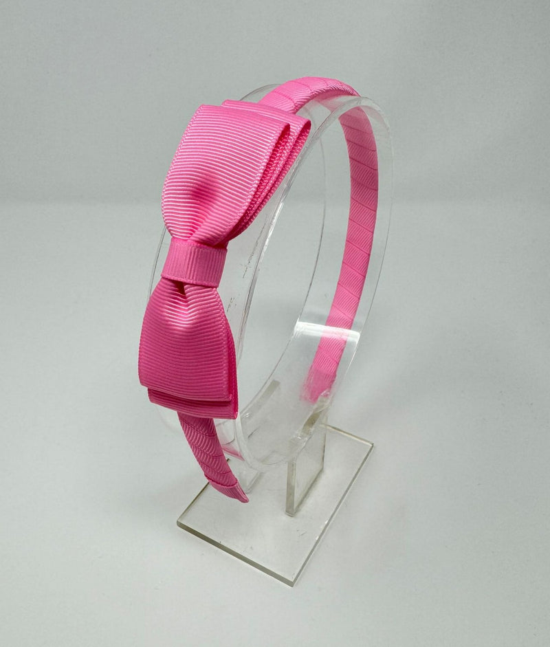 3 Inch Flat Bow Alice Band - Geranium Pink