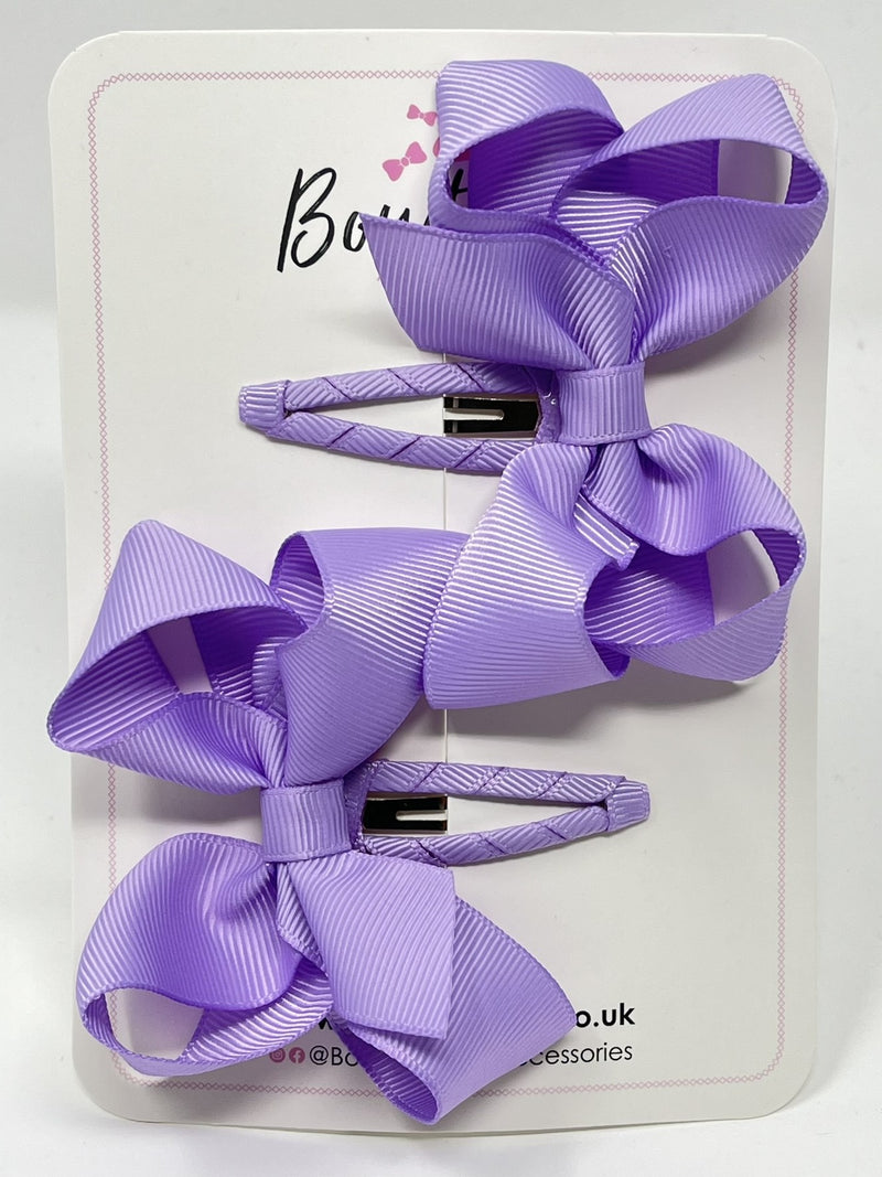 3 Inch Bow Snap Clip - Light Orchid - 2 Pack