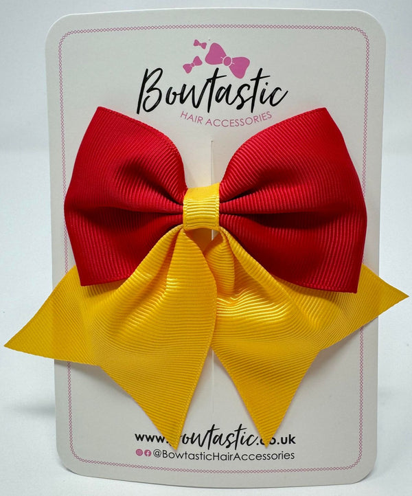 3.5 Inch Flat Tail Bow - Red & Yellow Gold