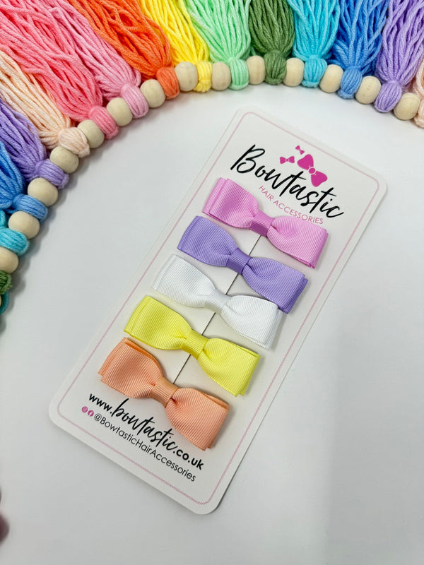 2.75 Inch Bow Set - Tulip, Light Orchid, White, Baby Maize & Petal Peach - 5 Pack