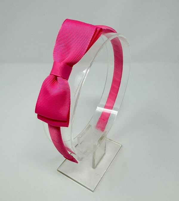 3 Inch Flat Bow Alice Band - Hot Pink