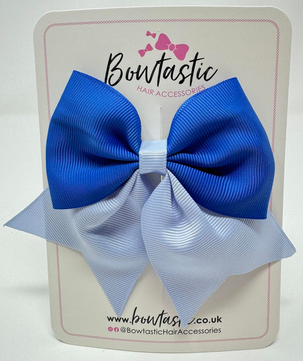 3.5 Inch Flat Tail Bow - Royal Blue & Bluebell