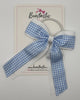 4.5 Inch Tail Bow Bobble - Light Blue & White Gingham