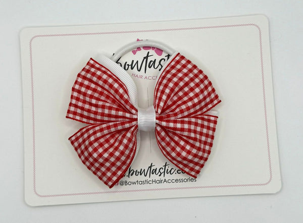 3.5 Inch 2 Layer Butterfly Bow Bobble - Red & White Gingham