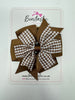 4 Inch Double Pinwheel Bobble - Turftan & Brown Gingham
