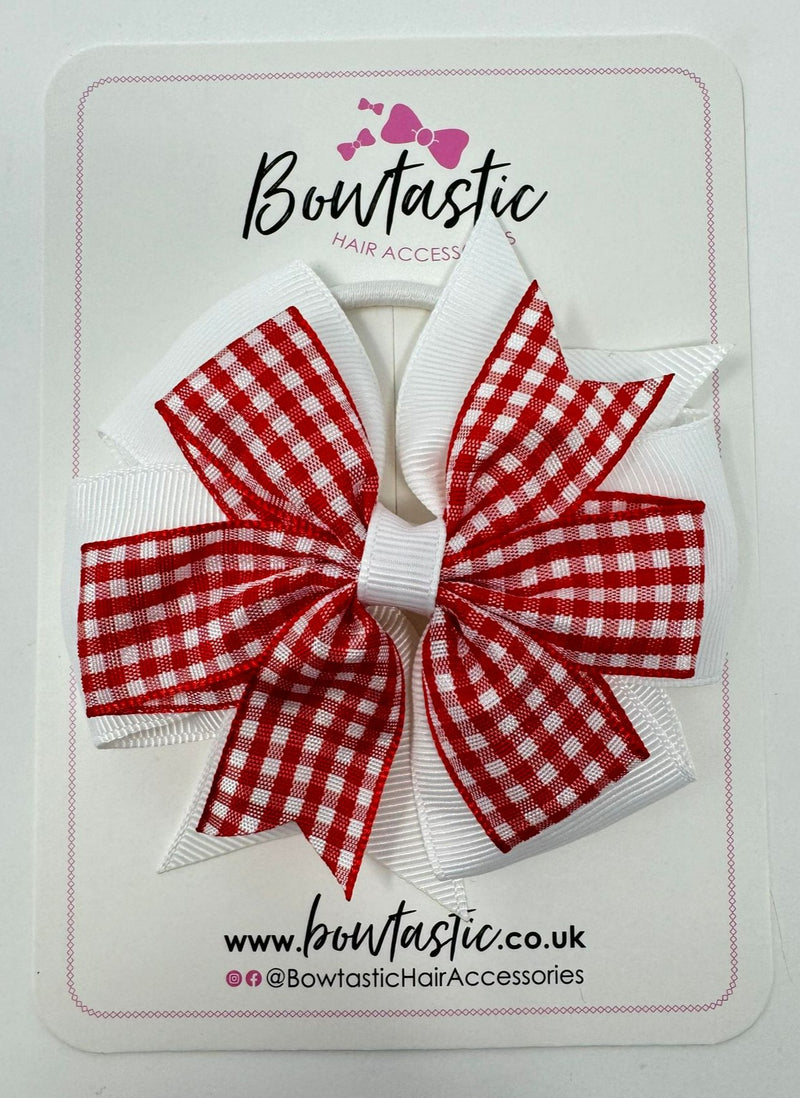4 Inch Double Pinwheel Bobble - Red & White Gingham