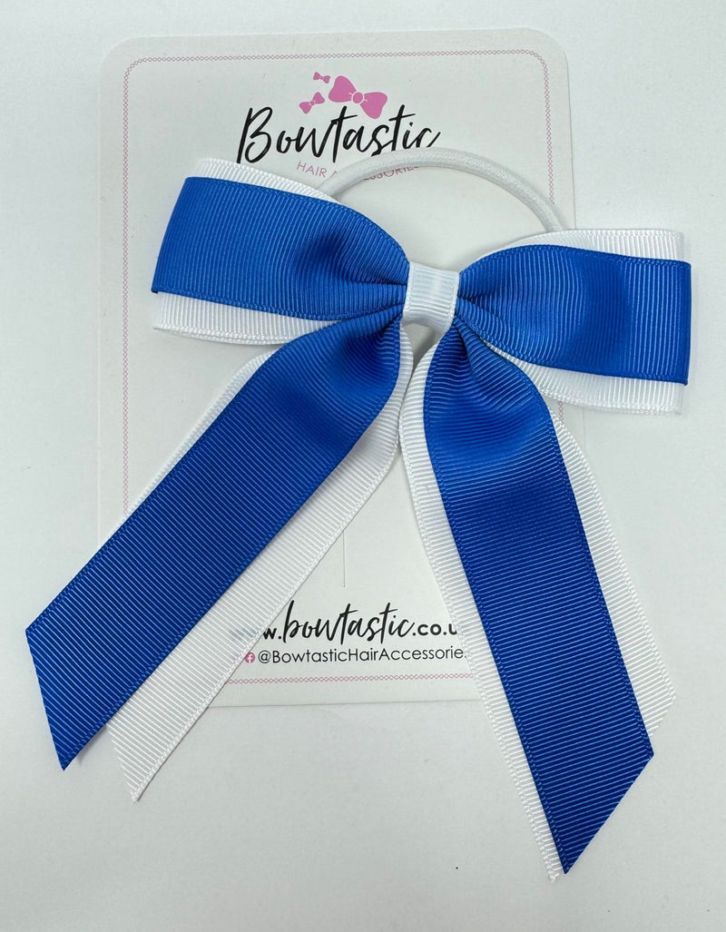 4.5 Inch Tail Bow Bobble - Royal Blue & White