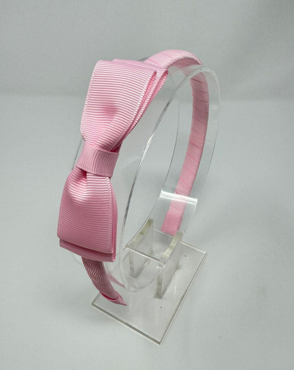 3 Inch Flat Bow Alice Band - Pearl Pink
