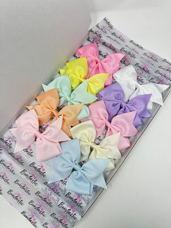 Bow Set - 5 Inch Flat Bow Clips - Pastels - 10 Pack