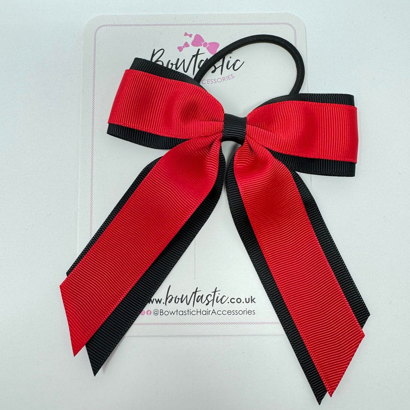 4.5 Inch Tail Bow Bobble - Red & Black