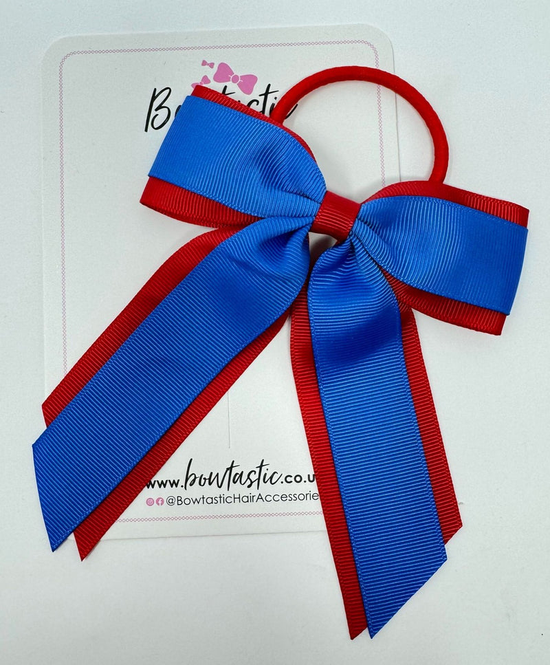 4.5 Inch Tail Bow Bobble - Royal Blue & Red