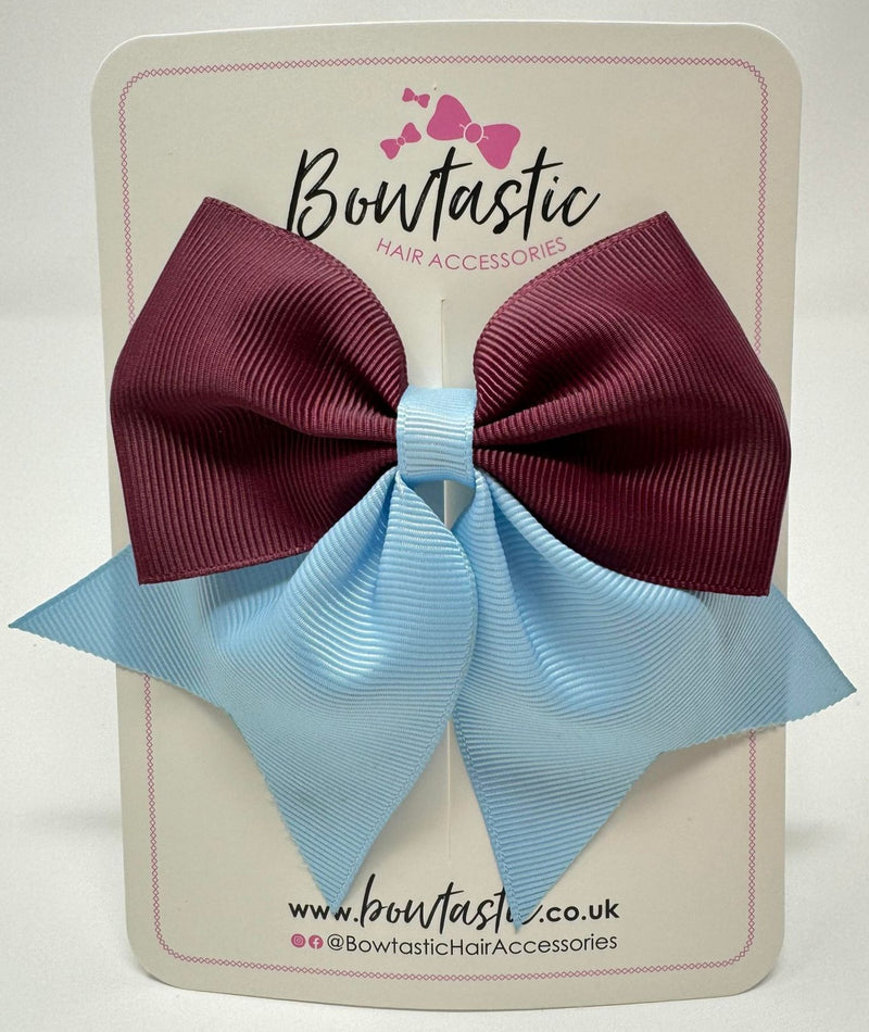 3.5 Inch Flat Tail Bow - Burgundy & Blue Topaz