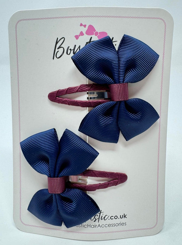 2.5 Inch Butterfly Snap Clips - Burgundy & Navy - 2 Pack