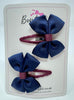 2.5 Inch Butterfly Snap Clips - Burgundy & Navy - 2 Pack