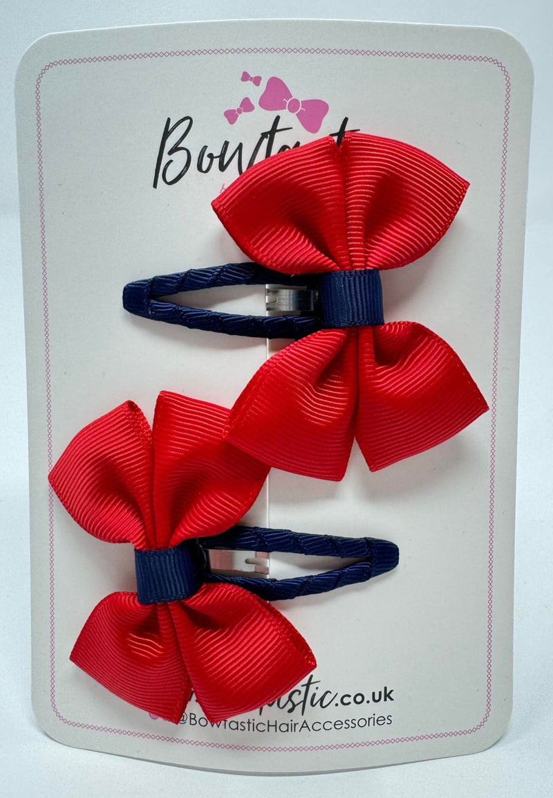 2.5 Inch Butterfly Snap Clips - Red & Navy - 2 Pack