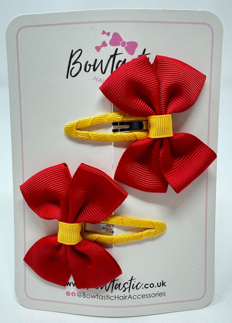 2.5 Inch Butterfly Snap Clips - Red & Yellow Gold - 2 Pack