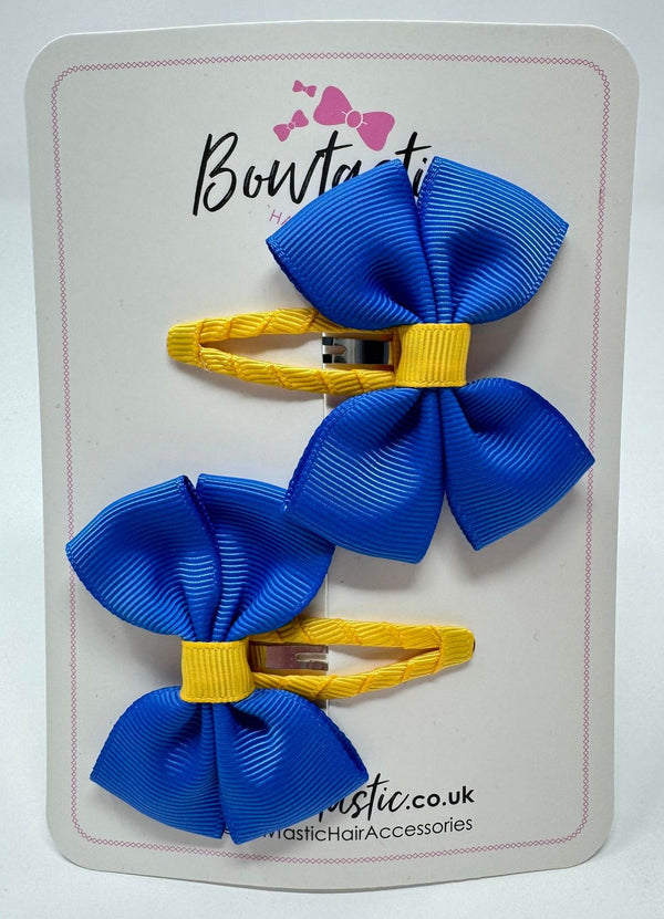 2.5 Inch Butterfly Snap Clips - Royal Blue & Yellow Gold - 2 Pack