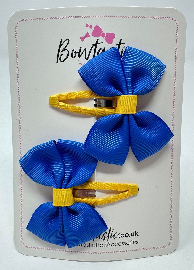 2.5 Inch Butterfly Snap Clips - Royal Blue & Yellow Gold - 2 Pack