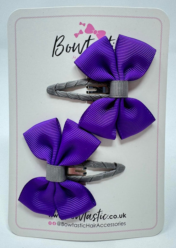 2.5 Inch Butterfly Snap Clips - Purple & Metal Grey - 2 Pack