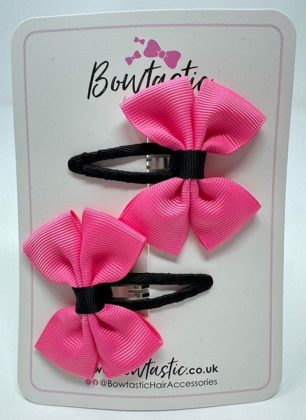 2.5 Inch Butterfly Snap Clips - Black & Hot Pink - 2 Pack