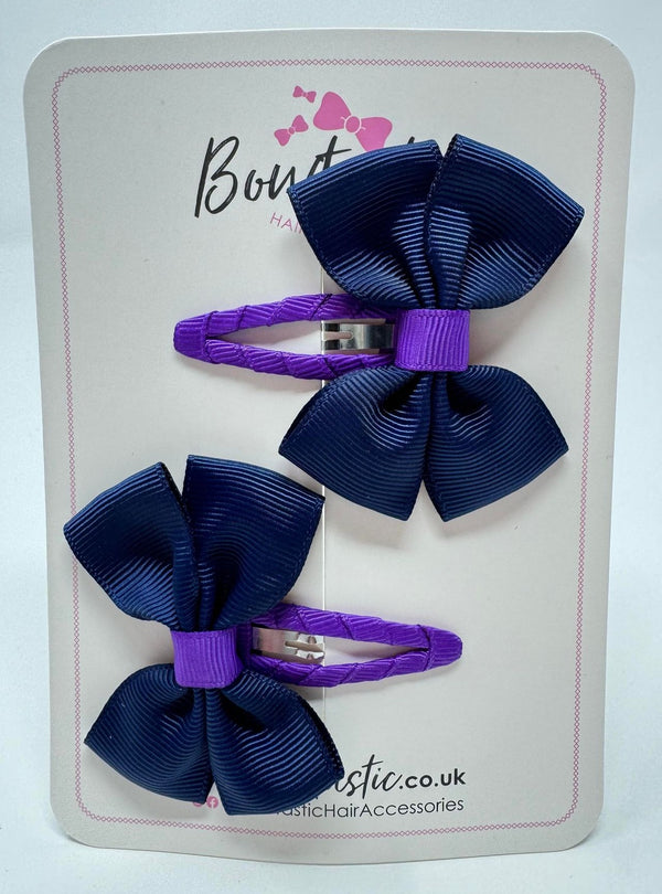 2.5 Inch Butterfly Snap Clips - Purple & Navy - 2 Pack