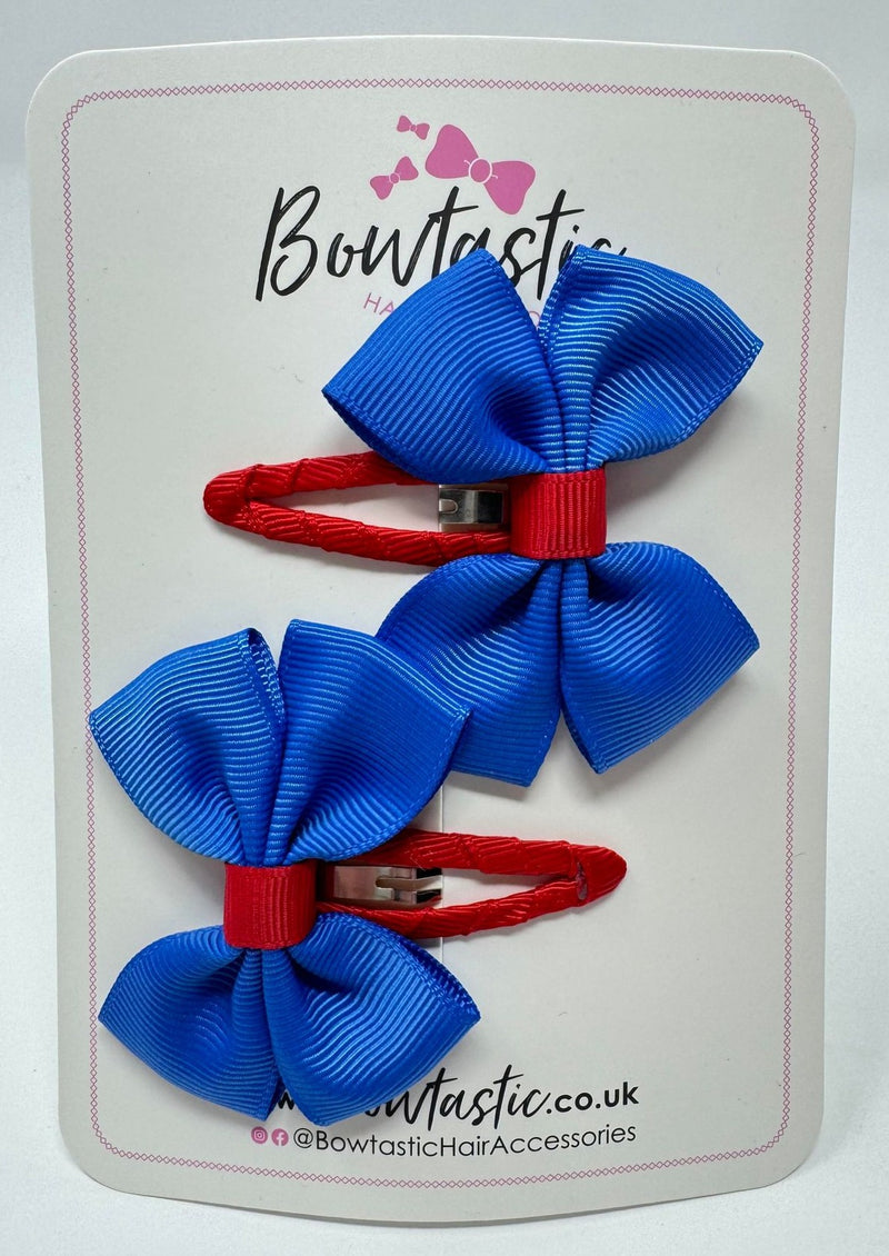 2.5 Inch Butterfly Snap Clips - Royal Blue & Red - 2 Pack