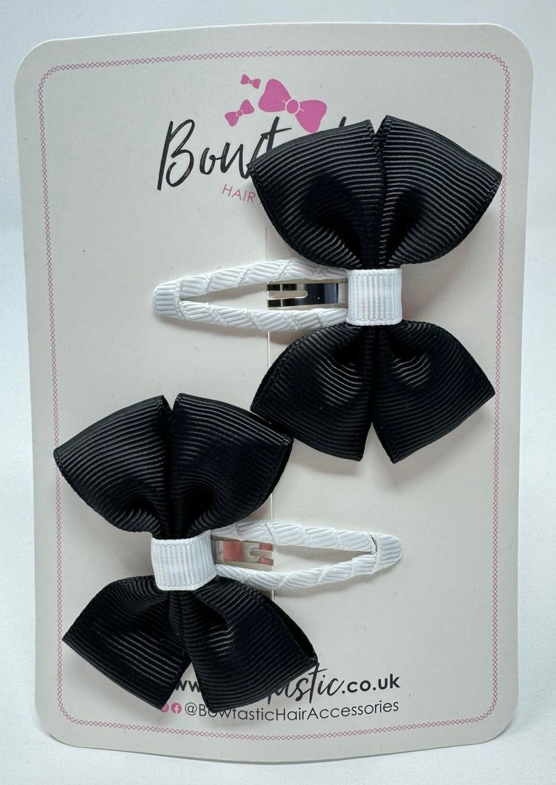 2.5 Inch Butterfly Snap Clips - Black & White - 2 Pack