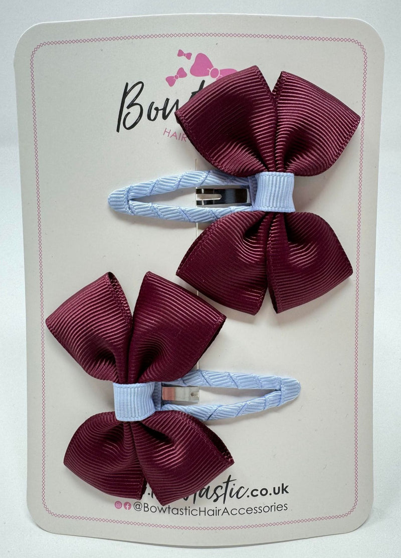 2.5 Inch Butterfly Snap Clips - Burgundy & Bluebell - 2 Pack