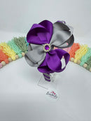 4 inch Flower Alice Band - Purple & Silver