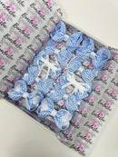 School Bundle - 3 Inch Bows - Light Blue & White Gingham  - 10 Pack