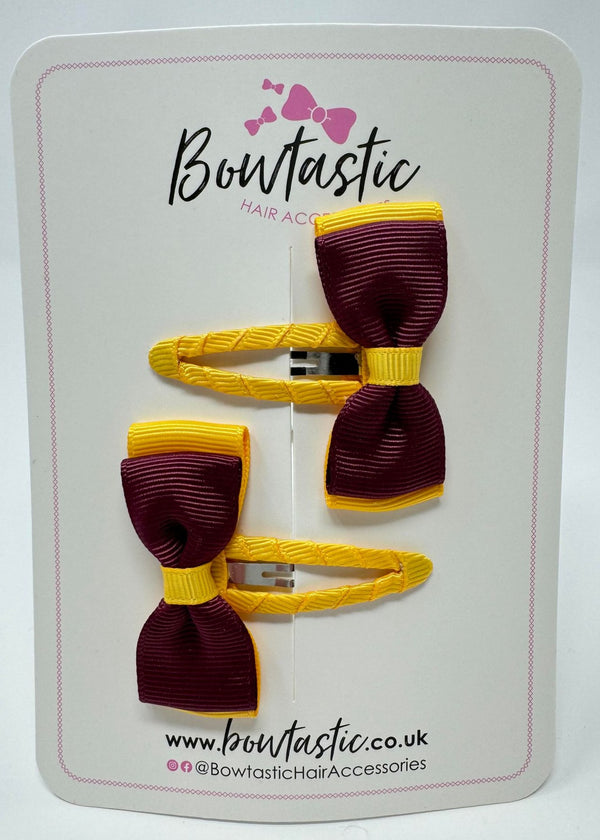 1.75 Inch Snap Clip - Burgundy & Yellow Gold - 2 Pack