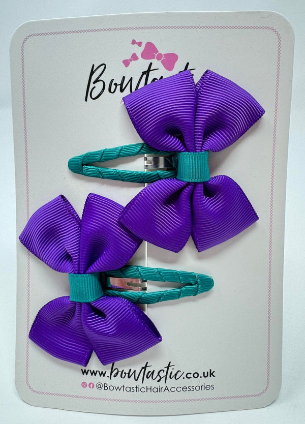 2.5 Inch Butterfly Snap Clips - Purple & Jade Green - 2 Pack