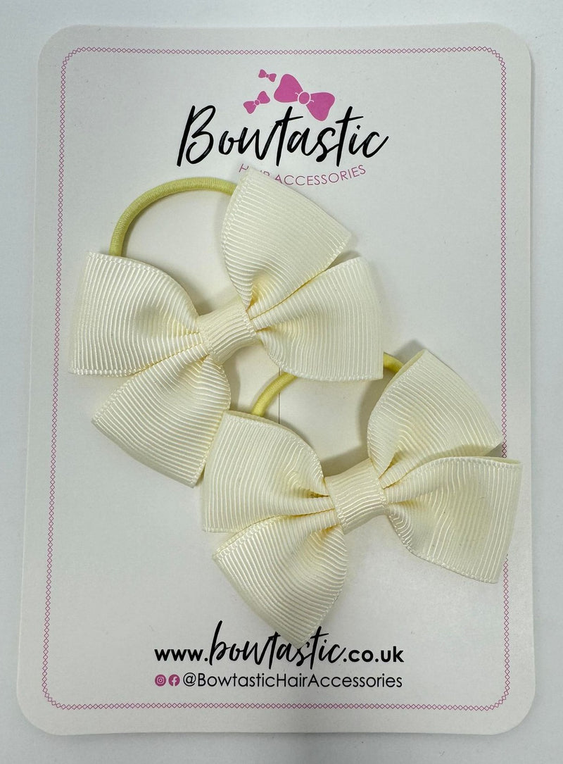 2.5 Inch Butterfly Bow Thin Elastic - Antique White - 2 Pack