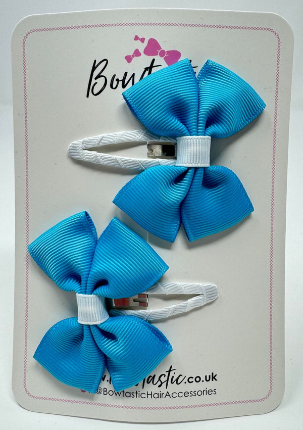 2.5 Inch Butterfly Snap Clips - Turquoise & White - 2 Pack