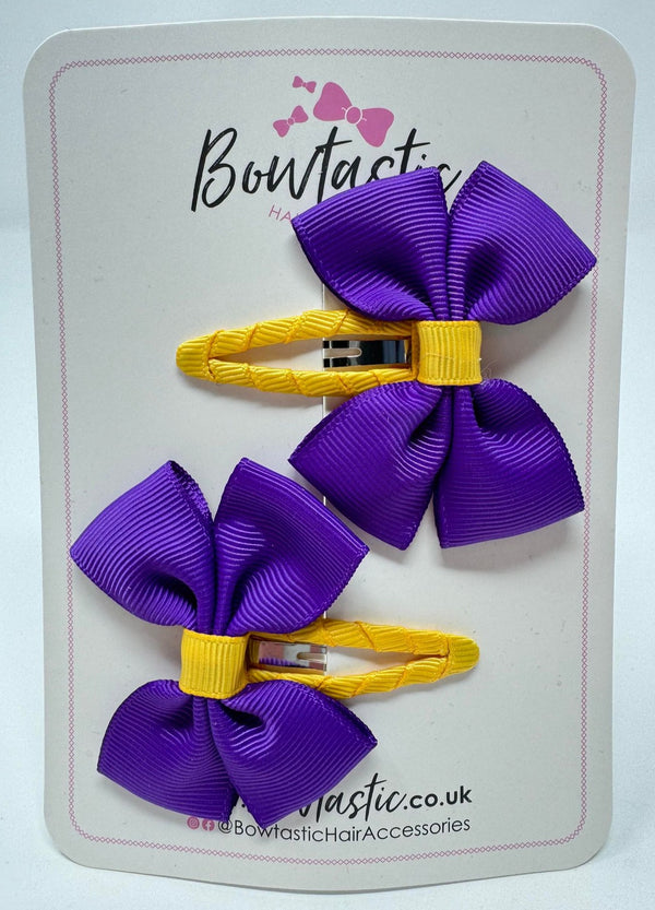 2.5 Inch Butterfly Snap Clips - Purple & Yellow Gold - 2 Pack