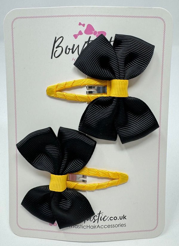 2.5 Inch Butterfly Snap Clips - Black & Yellow Gold - 2 Pack