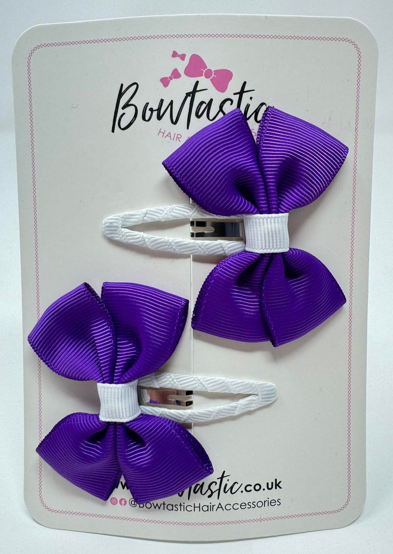 2.5 Inch Butterfly Snap Clips - Purple & White - 2 Pack