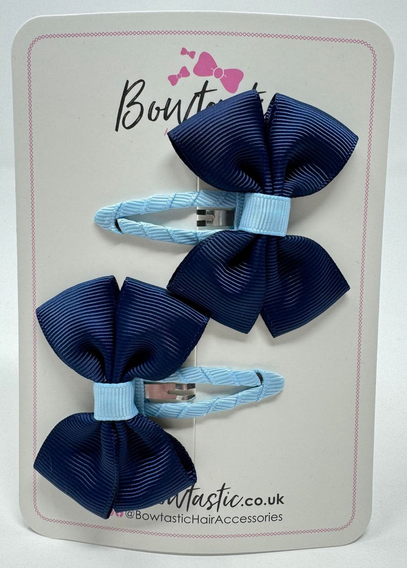 2.5 Inch Butterfly Snap Clips - Navy & Blue Topaz - 2 Pack