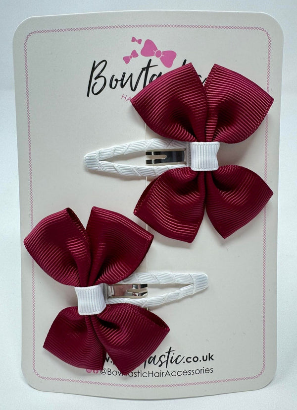 2.5 Inch Butterfly Snap Clips - Wine & White - 2 Pack