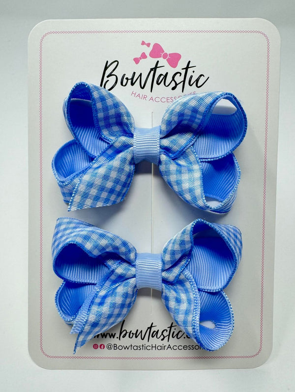 3 Inch Bows - Blue Gingham - 2 Pack