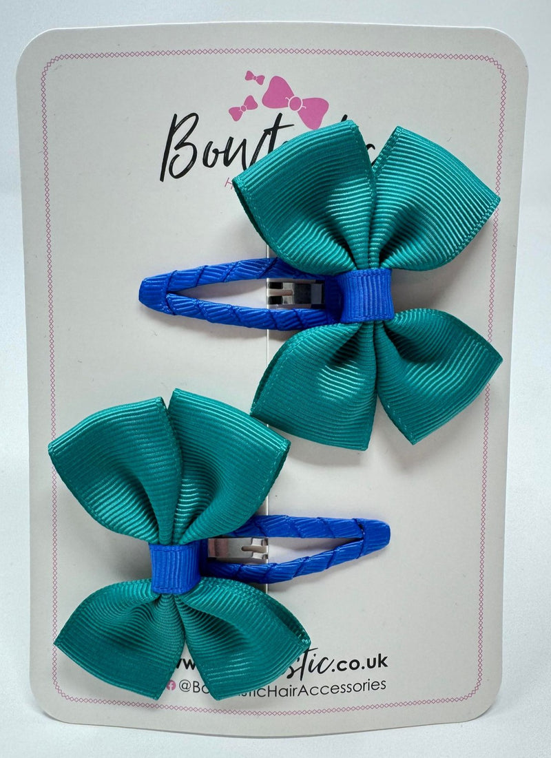 2.5 Inch Butterfly Snap Clips - Royal Blue & Jade Green - 2 Pack