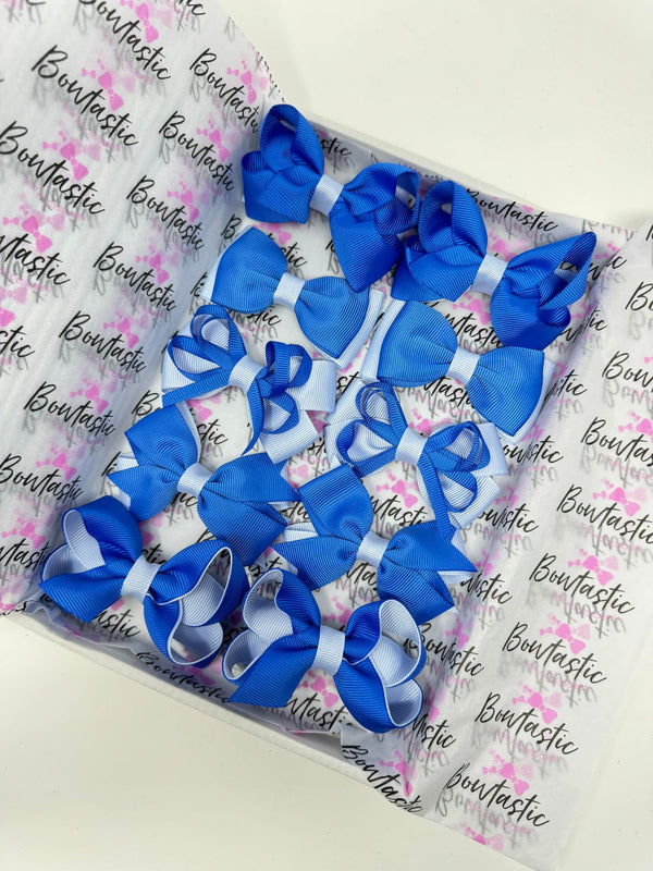 School Bundle - 3 Inch Bows - Royal Blue & Bluebell  - 10 Pack