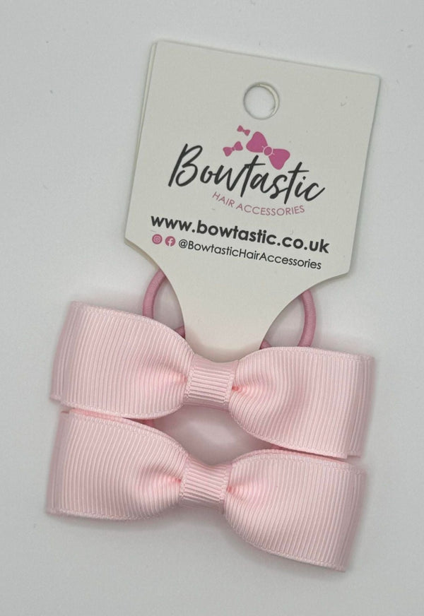 2.75 Inch Flat Bow Thin Elastic - Powder Pink - 2 Pack