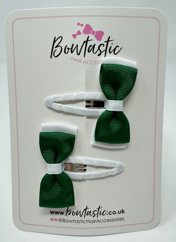 1.75 Inch Snap Clip - Forest Green & White - 2 Pack