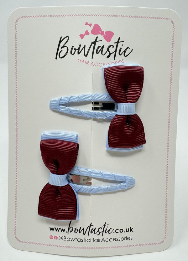 1.75 Inch Snap Clip - Burgundy & Bluebell - 2 Pack