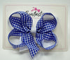 4 Inch 2 Layer Bow - Royal Blue & White Gingham