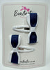2.5 Inch Tuxedo Snap Clip - Navy & White - 2 Pack