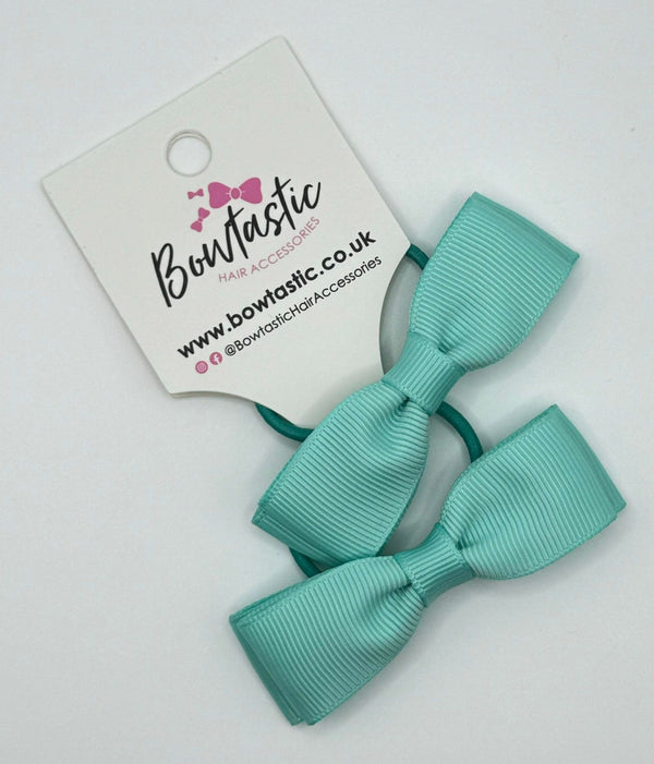 2.75 Inch Flat Bow Thin Elastic - Aqua - 2 Pack